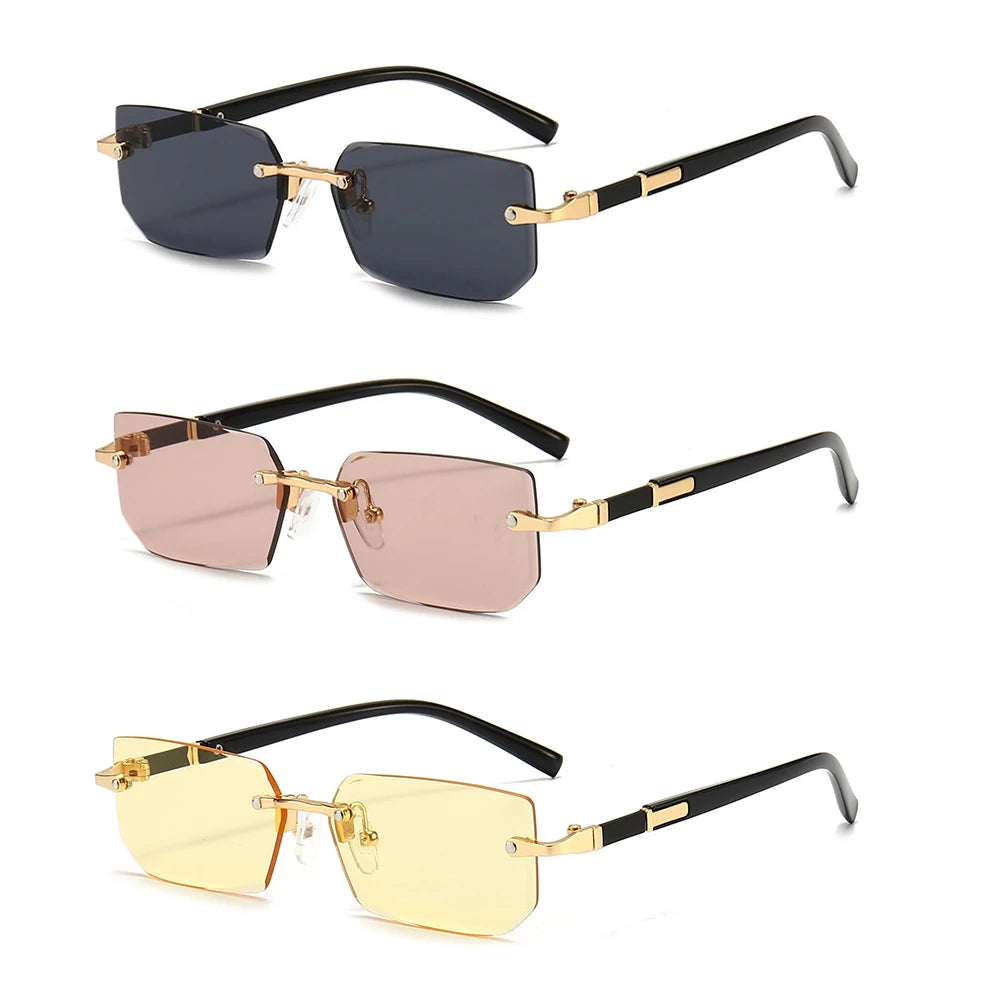Rmm Rimless Rectangle Plastic Fashion Sunglasses For Women