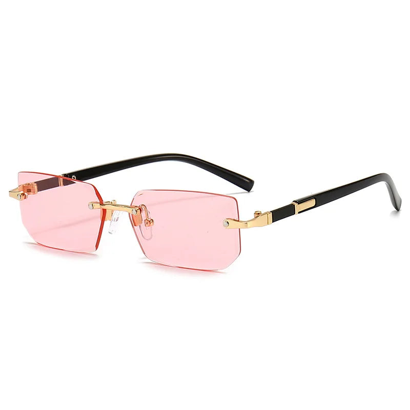Rmm Rimless Rectangle Plastic Fashion Sunglasses For Women