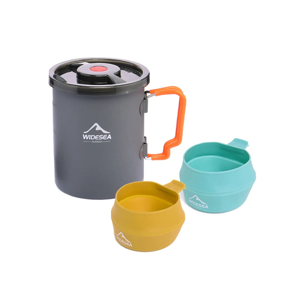Widesea Aluminum Camping Coffee Pot Set With Foldable Bowls