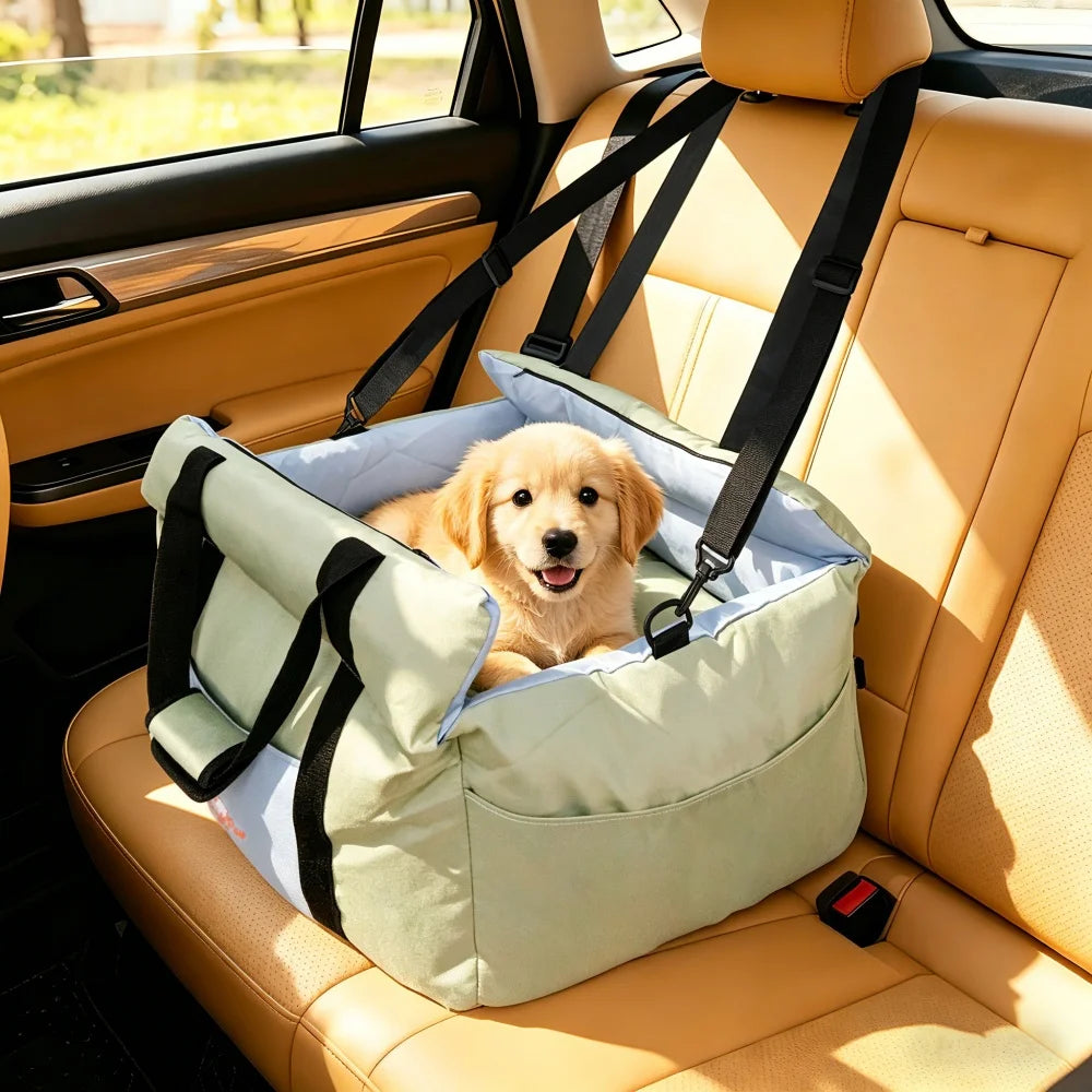 Borwart Portable Dog Car Booster Seat With Safety Belt Cover